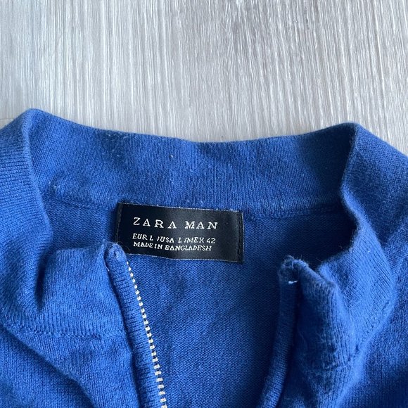 Zara Color Block Quarter Zip Knit Polo Shirt - Picture 3 of 3